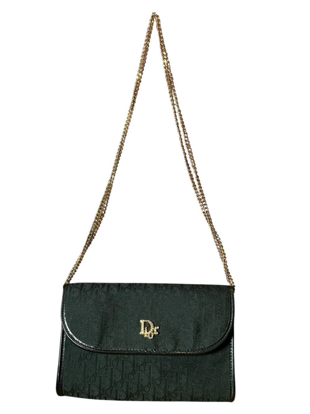 Vintage 1980's Christian Dior Monogram Canvas Leather Chain Shoulder Bag